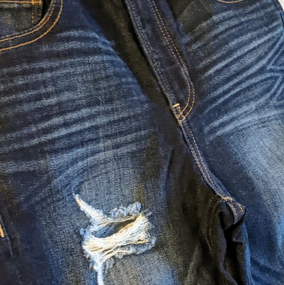 LIKE NEW! Express, Women's (4) High-Rise Legging Jeans, Distressed, Dark Wash - Picture 5 of 12